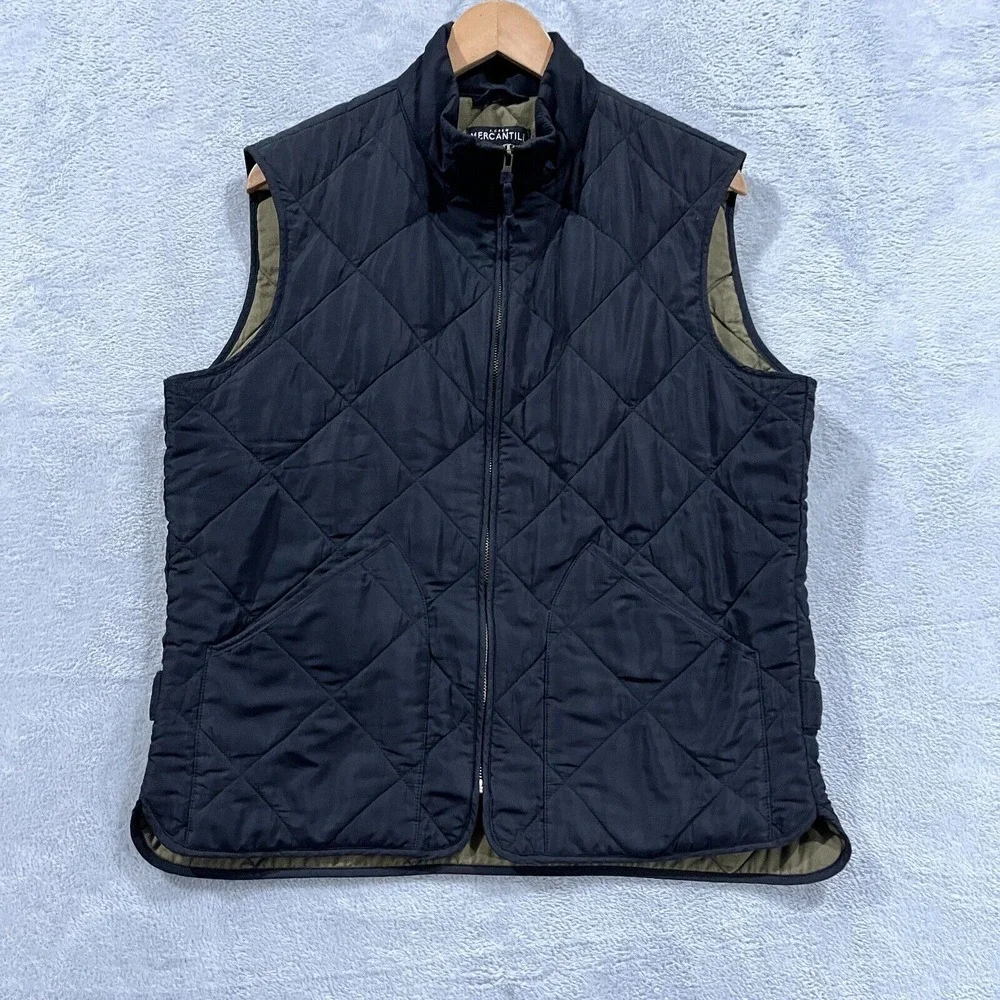 J. Crew Walker Vest‎ Men's Medium Black Quilted Full Zip Mercantile